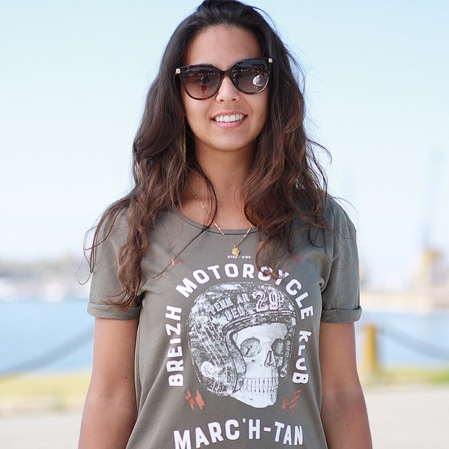 T-shirt Breizh Motorcycle Klub pour Femme - Coloris Kaki - STERED