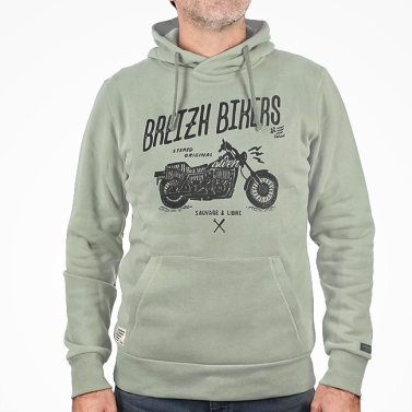 Sweat à capuche Breizh Bikers - Vert olivier