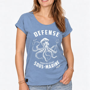 T-shirt Femme Défense Sous-Marine - Denim
