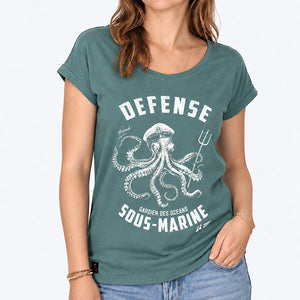 T-shirt Femme Défense Sous-Marine - Vert