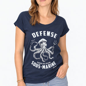 T-shirt Femme Défense Sous-Marine - Bleu marine