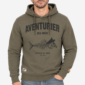Sweat à capuche Aventurier Pesk kaki Homme STERED
