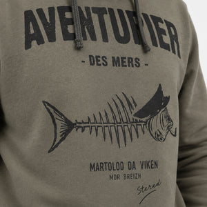 Sweat à capuche Aventurier Pesk kaki