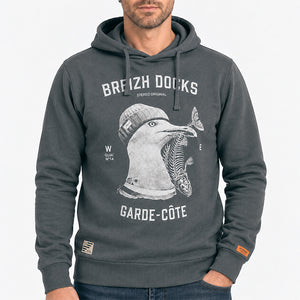 Sweat à capuche Garde-Côte Kaki Homme STERED