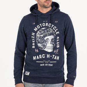 Sweat à capuche Breizh Motorcycle Klub - Marine homme stered