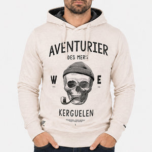 Sweat à capuche Aventurier des Mers - Écru chiné 