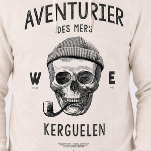 Sweat à capuche Aventurier des Mers - Écru chiné 