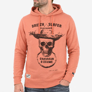 Sweat à capuche Breizh Surfer - Corail homme stered