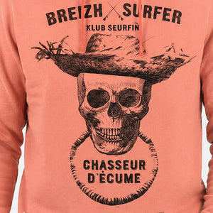 Sweat à capuche Breizh Surfer - Corail