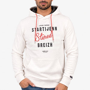 Sweat à capuche Startijenn Drapeau - Écru chiné