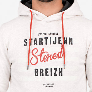 Sweat à capuche Startijenn Drapeau - Écru chiné