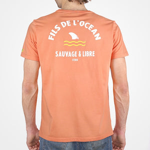 T-shirt Fils de l'Océan Orange Homme STERED