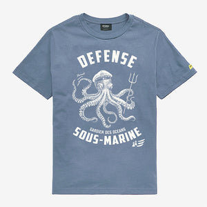 T-shirt Défense sous marine enfant bleu denim STERED