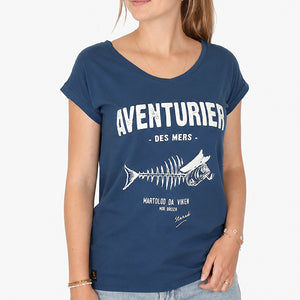 T-shirt Femme Aventurier Pesk - Bleu pivoine