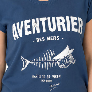 T-shirt Femme Aventurier Pesk - Bleu pivoine