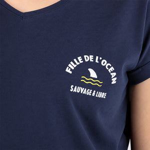 T-shirt Femme Fille de l'Océan - Marine