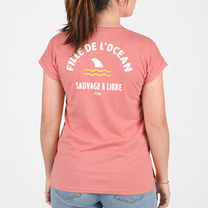 T-shirt Femme Fille de l'Océan - Rose terracotta femme stered