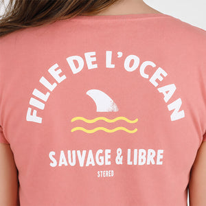 T-shirt Femme Fille de l'Océan - Rose terracotta 