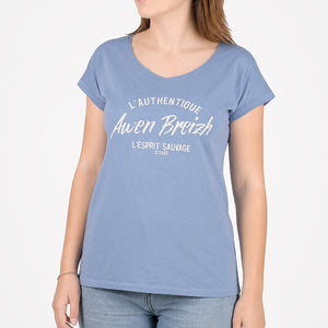 T-shirt Femme L'Authentique Awen Breizh - Bleu denim