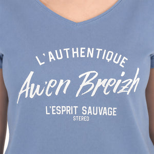 T-shirt Femme L'Authentique Awen Breizh - Bleu denim