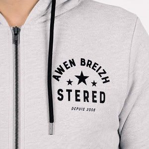 Veste zippée Awen Breizh Etoiles - Gris chiné