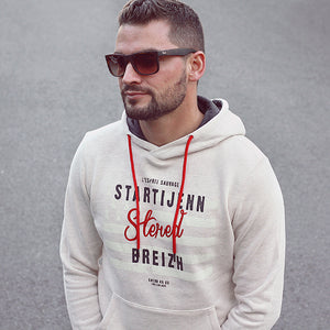 Sweat à capuche Startijenn Drapeau - Écru chiné homme stered
