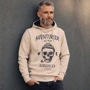 Sweat à capuche Aventurier des Mers - Écru chiné homme stered
