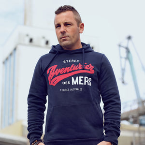 Sweat à capuche Aventurier Terres Australes marine homme STERED