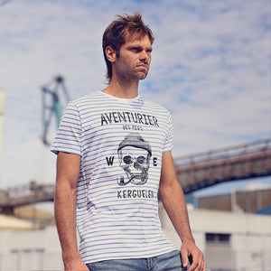 T-shirt marinière aventurier des mers bleu Homme STERED