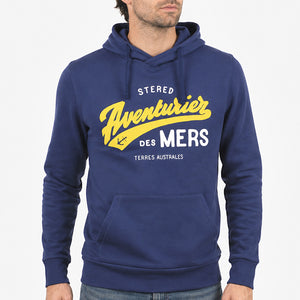 Sweat à capuche Aventurier Terres Australes bleu océan homme STERED