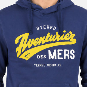 Sweat à capuche Aventurier Terres Australes bleu océan