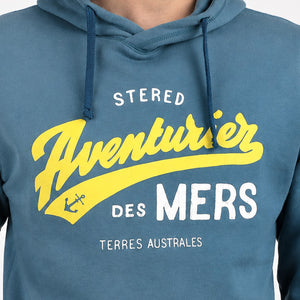 Sweat à capuche Aventurier Terres Australes pétrole