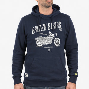 Sweat à capuche Breizh bikers marine 