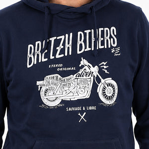 Sweat à capuche Breizh bikers marine 3
