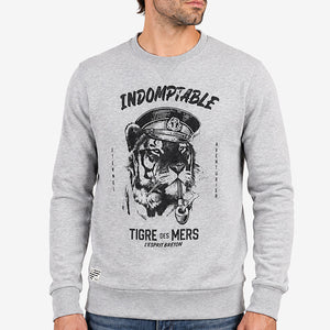 Sweat-shirt Tigre des mers gris chiné homme STERED