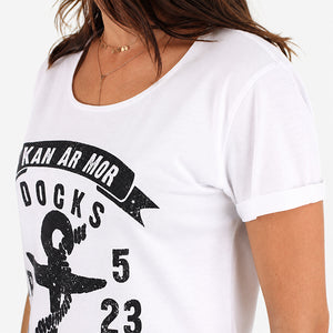 T-shirt Ancre / Kan ar Mor Blanc Femme STERED