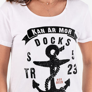 T-shirt Ancre / Kan ar Mor Blanc Femme STERED