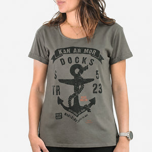 T-shirt Ancre / Kan ar Mor Kaki Femme STERED