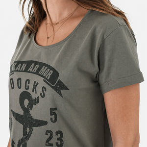T-shirt Ancre / Kan ar Mor Kaki Femme STERED