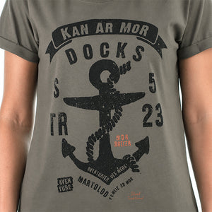 T-shirt Ancre / Kan ar Mor Kaki Femme STERED