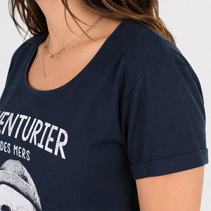 T-shirt Aventurier des Mers Marine  Femme STERED