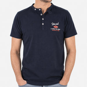 T-shirt col boutonné EKM marine Homme STERED
