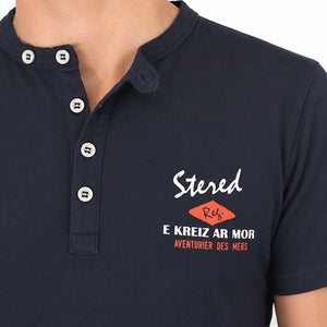 T-shirt col boutonné EKM marine