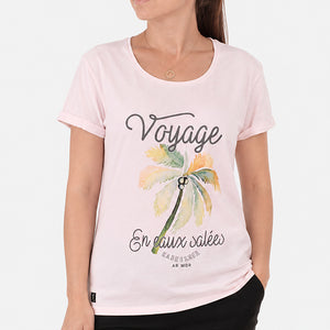 T-shirt Voyage en eaux salées Rose poudré Femme STERED