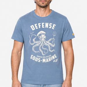 T-shirt Défense sous-marine bleu denim Homme STERED