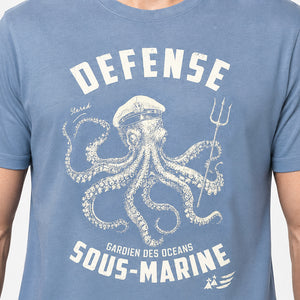 T-shirt Défense sous-marine bleu denim
