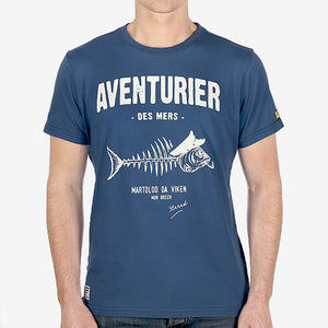 T-shirt Aventurier Pesk bleu pivoine homme STERED