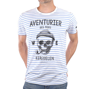 T-shirt marinière aventurier des mers bleu