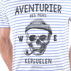T-shirt marinière aventurier des mers bleu