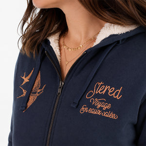 Veste Sherpa Hirondelles Marine Femme STERED